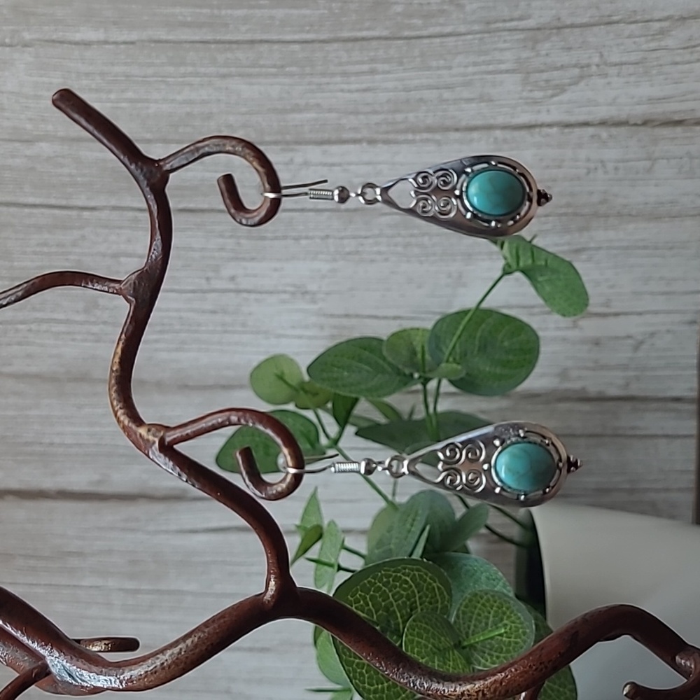 SILVER BOHO DANGLE DROP PIERCED EARRINGS